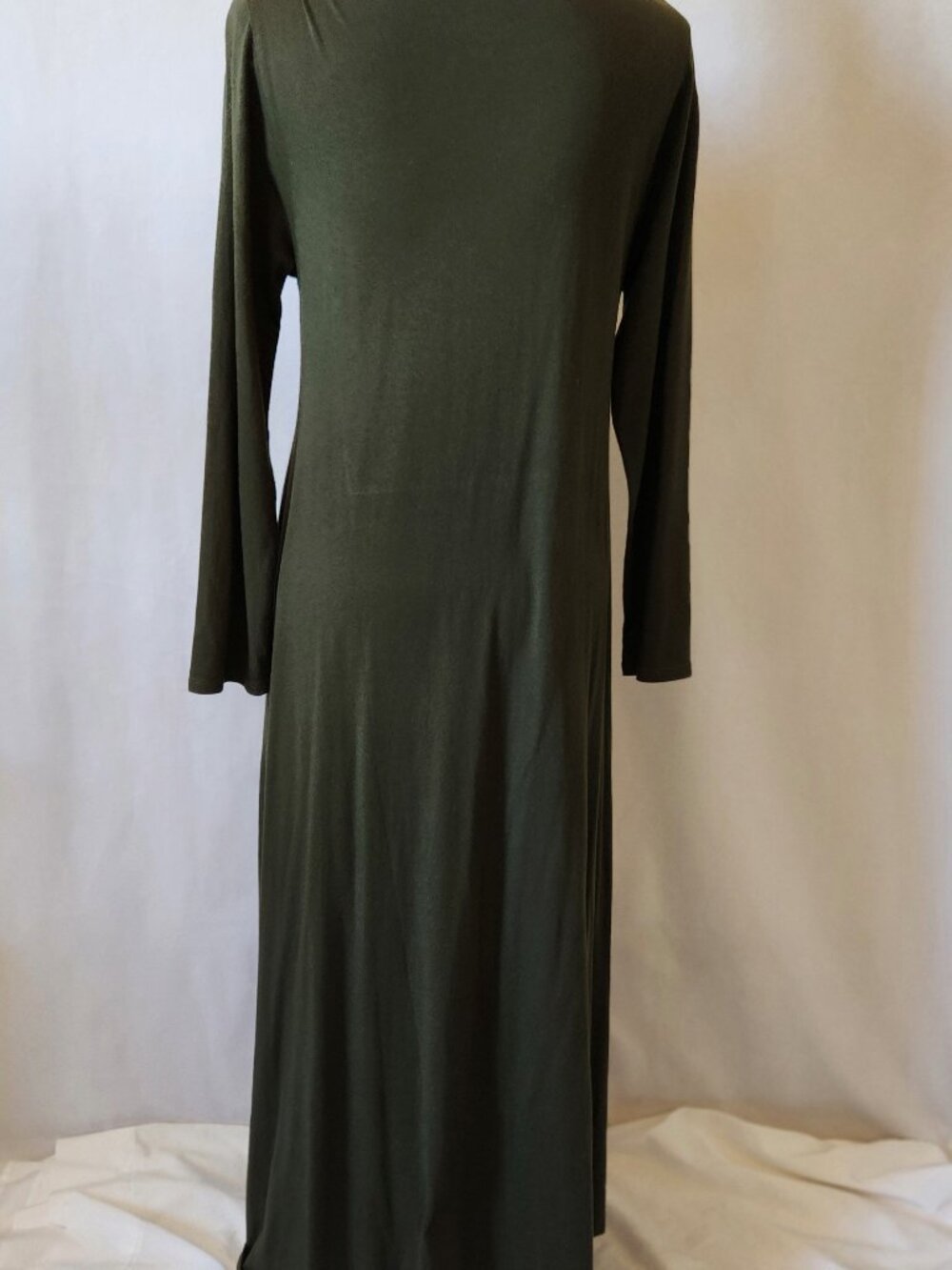 Soft Surrounding Women’s Size Medium Olive Green Knit Rayon Blend Maxi Dress - Picture 11 of 15